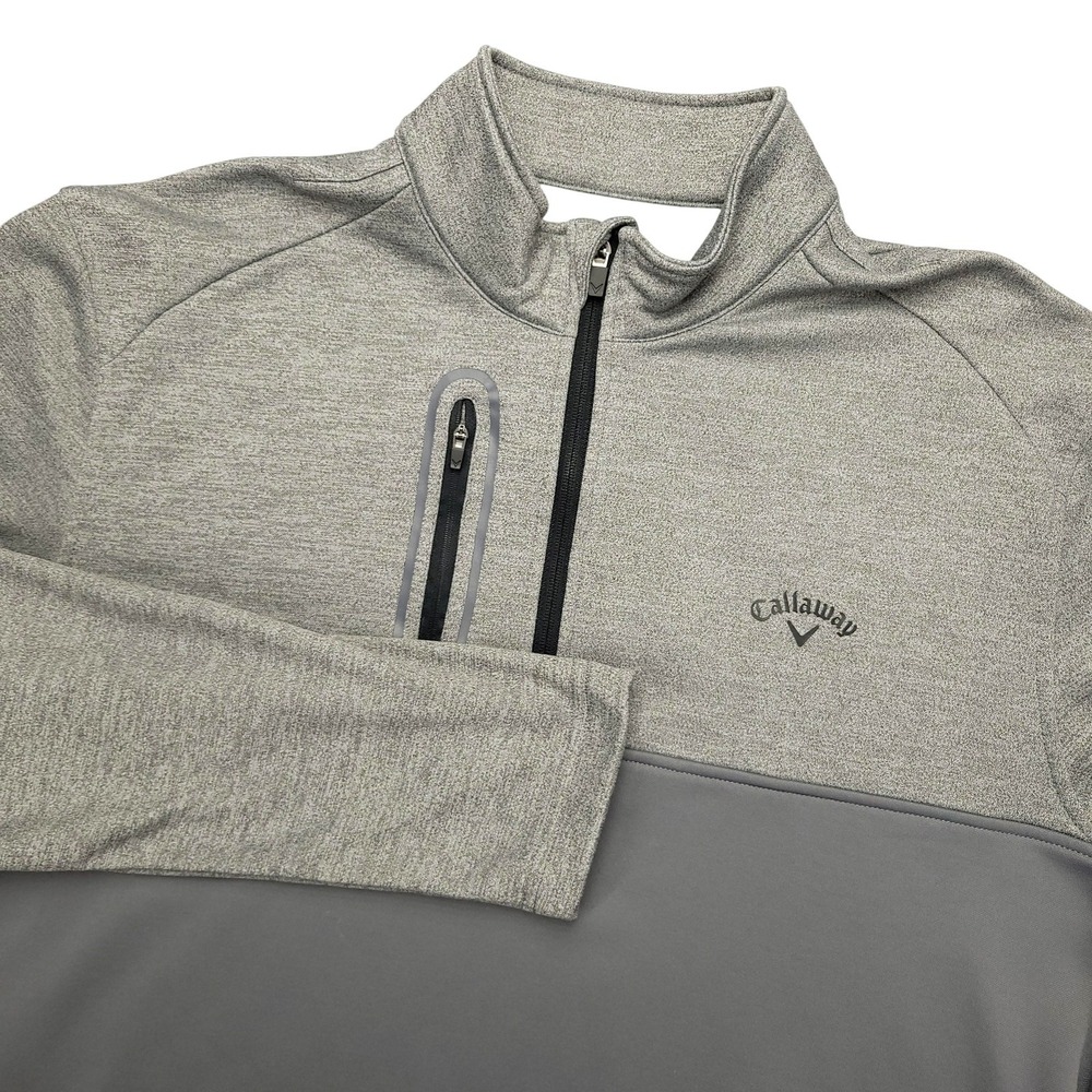 Callaway Golf 1/4 Zip Pullover Mens XL Gray Fleece Sweatshirt Jacket Top Layer